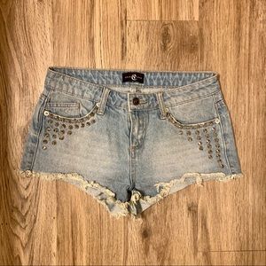 Studded Denim Shorts